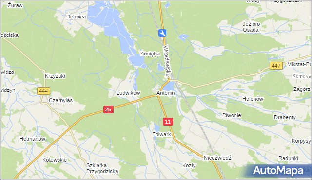 mapa Antonin gmina Przygodzice, Antonin gmina Przygodzice na mapie Targeo