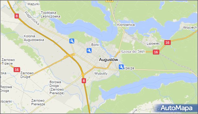 mapa Augustów, Augustów na mapie Targeo