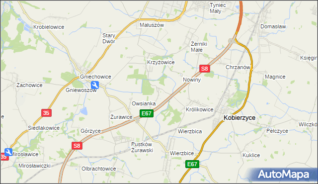 mapa Bąki gmina Kobierzyce, Bąki gmina Kobierzyce na mapie Targeo