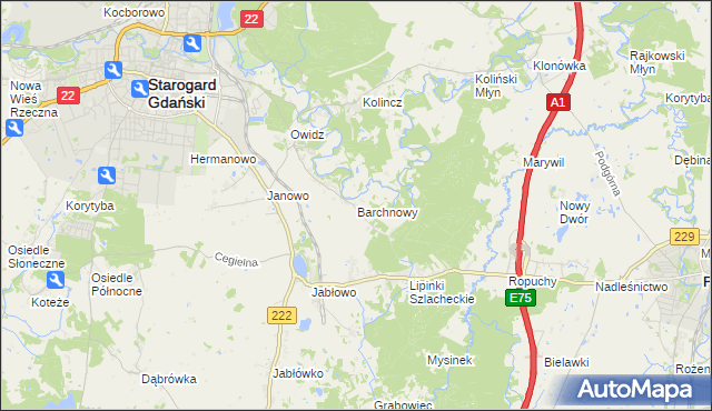 mapa Barchnowy, Barchnowy na mapie Targeo