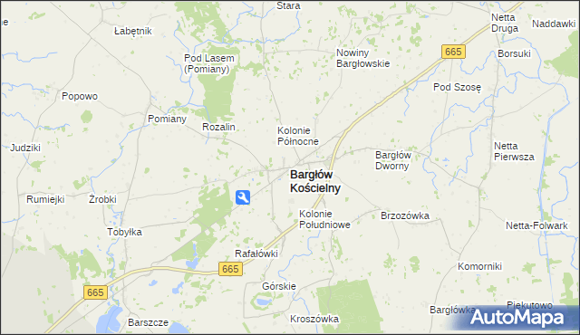 mapa Bargłów Kościelny, Bargłów Kościelny na mapie Targeo