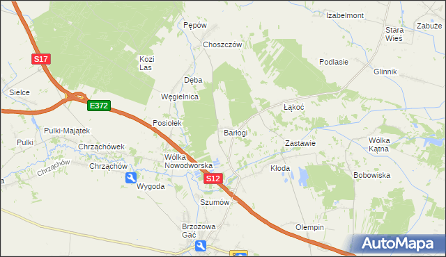 mapa Barłogi gmina Kurów, Barłogi gmina Kurów na mapie Targeo