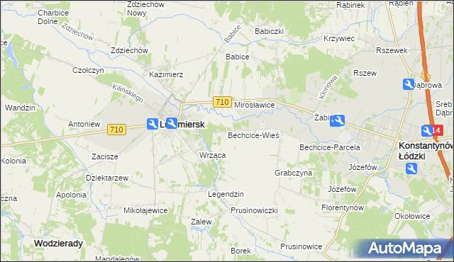 mapa Bechcice-Wieś, Bechcice-Wieś na mapie Targeo