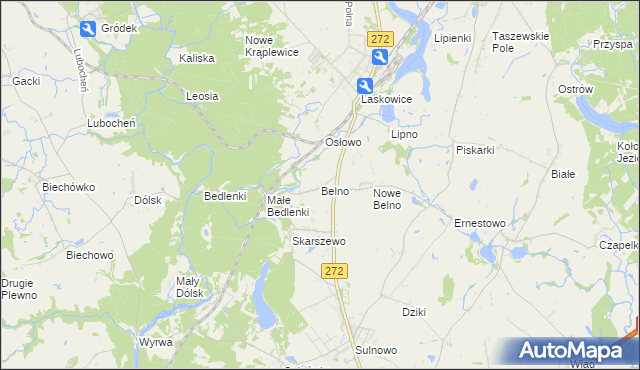 mapa Belno gmina Jeżewo, Belno gmina Jeżewo na mapie Targeo