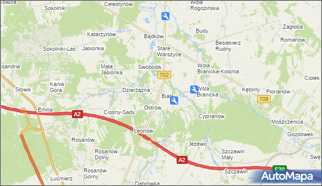 mapa Biała gmina Zgierz, Biała gmina Zgierz na mapie Targeo