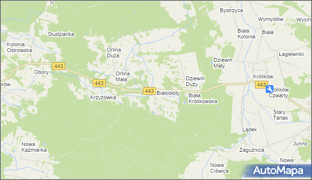 mapa Białobłoty gmina Gizałki, Białobłoty gmina Gizałki na mapie Targeo