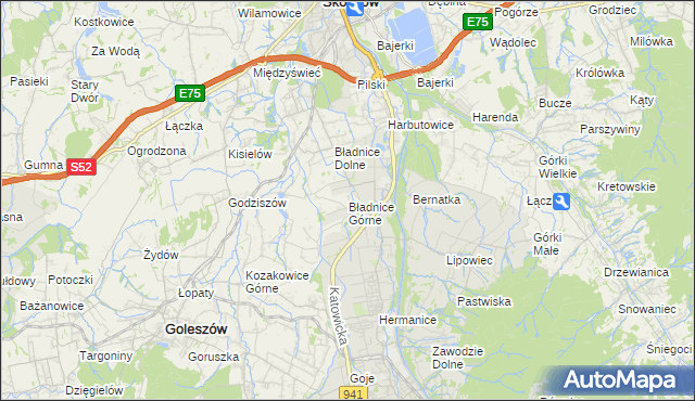 mapa Bładnice Górne, Bładnice Górne na mapie Targeo