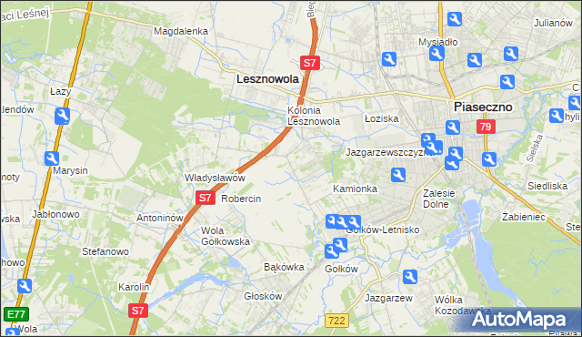 mapa Bobrowiec gmina Piaseczno, Bobrowiec gmina Piaseczno na mapie Targeo