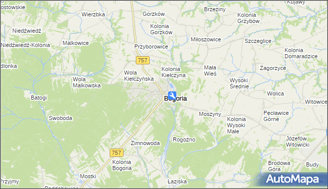 mapa Bogoria powiat staszowski, Bogoria powiat staszowski na mapie Targeo