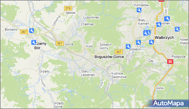mapa Boguszów-Gorce, Boguszów-Gorce na mapie Targeo
