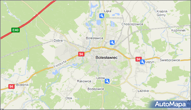 mapa Bolesławca, Bolesławiec na mapie Targeo