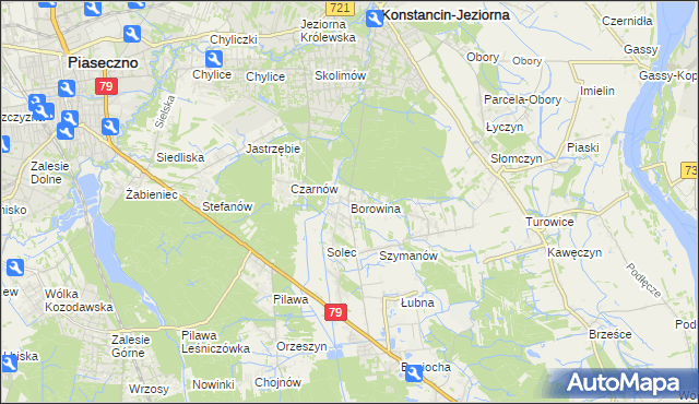 mapa Borowina gmina Konstancin-Jeziorna, Borowina gmina Konstancin-Jeziorna na mapie Targeo