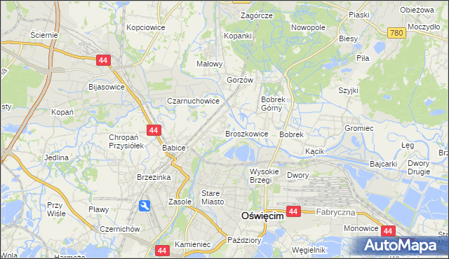 mapa Broszkowice, Broszkowice na mapie Targeo