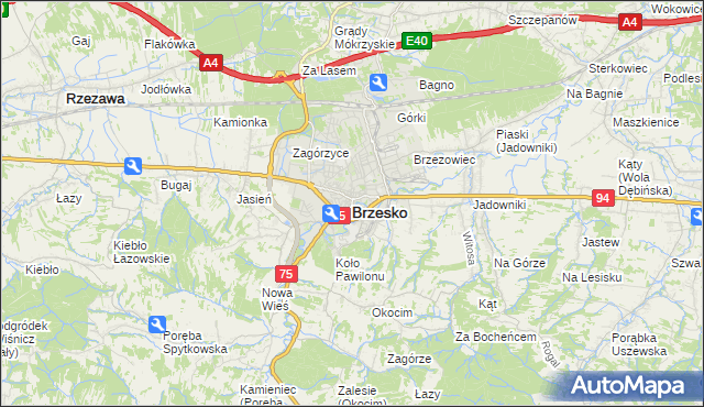 mapa Brzesko, Brzesko na mapie Targeo