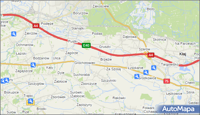 mapa Brzezie gmina Kłaj, Brzezie gmina Kłaj na mapie Targeo