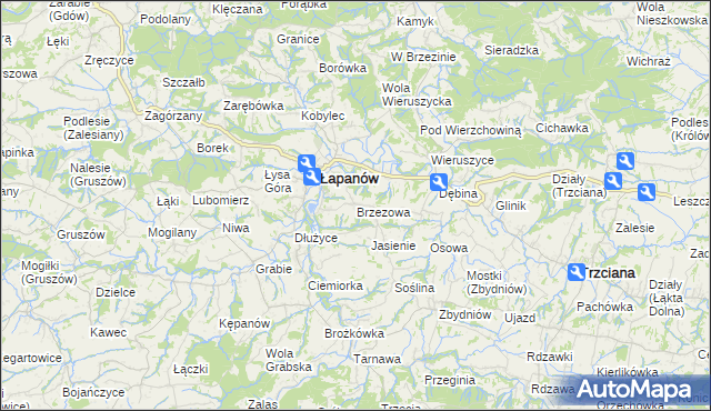 mapa Brzezowa gmina Łapanów, Brzezowa gmina Łapanów na mapie Targeo