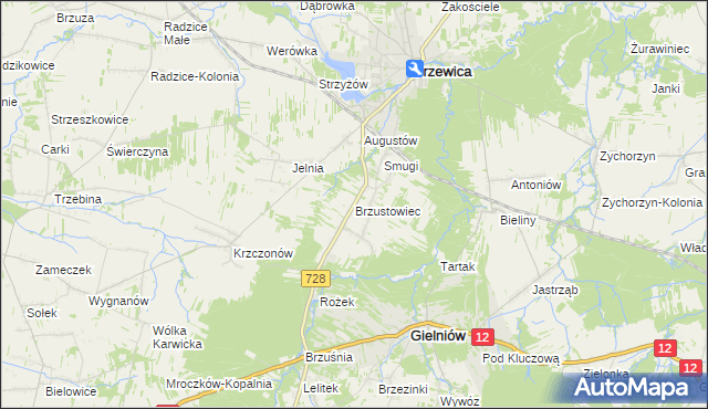 mapa Brzustowiec, Brzustowiec na mapie Targeo