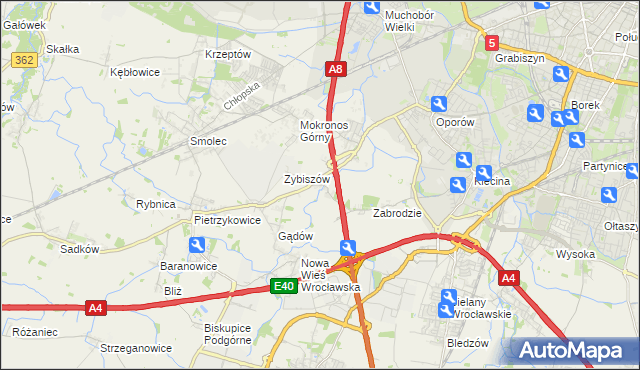 mapa Cesarzowice gmina Kąty Wrocławskie, Cesarzowice gmina Kąty Wrocławskie na mapie Targeo