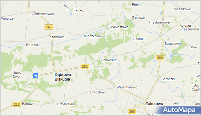 mapa Chlewiska gmina Dąbrowa Biskupia, Chlewiska gmina Dąbrowa Biskupia na mapie Targeo