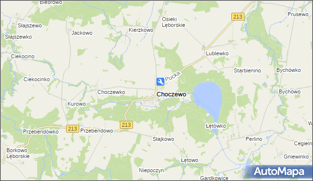 mapa Choczewo, Choczewo na mapie Targeo