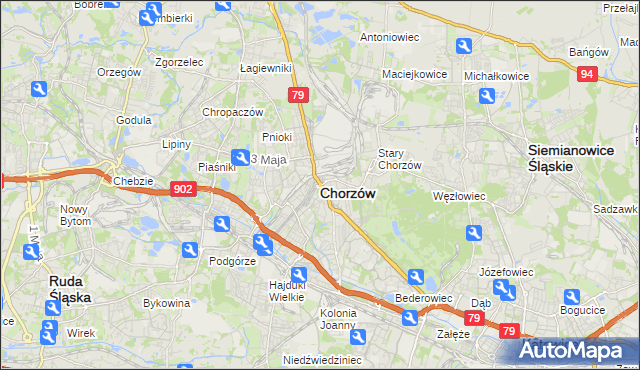 mapa Chorzów, Chorzów na mapie Targeo