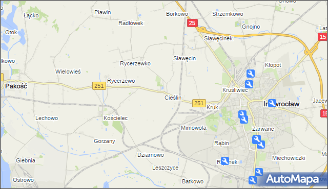 mapa Cieślin gmina Inowrocław, Cieślin gmina Inowrocław na mapie Targeo