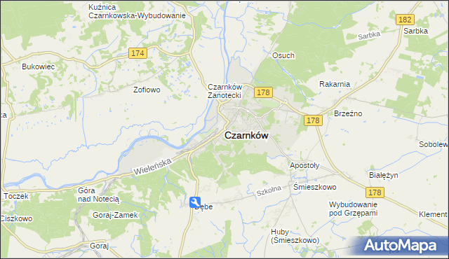 mapa Czarnków, Czarnków na mapie Targeo