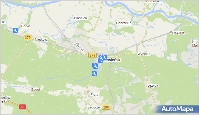 mapa Czerwieńsk, Czerwieńsk na mapie Targeo