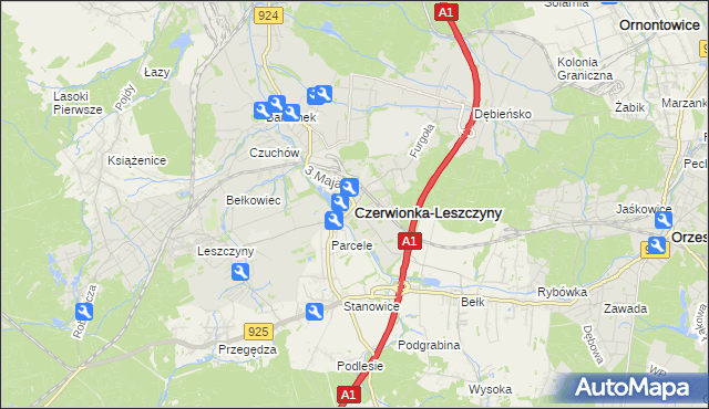 mapa Czerwionka-Leszczyny, Czerwionka-Leszczyny na mapie Targeo