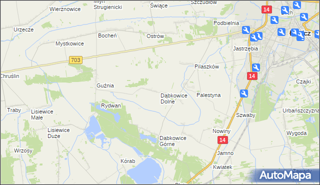 mapa Dąbkowice Dolne, Dąbkowice Dolne na mapie Targeo
