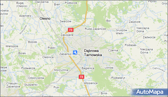 mapa Dąbrowa Tarnowska, Dąbrowa Tarnowska na mapie Targeo