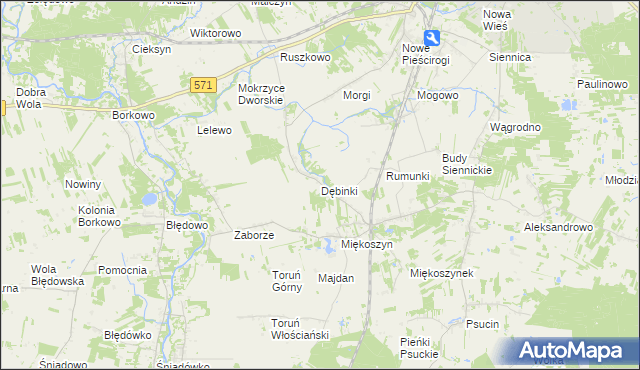 mapa Dębinki gmina Nasielsk, Dębinki gmina Nasielsk na mapie Targeo