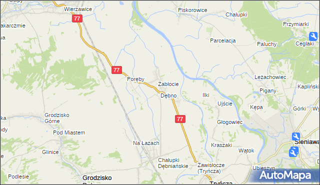 mapa Dębno gmina Leżajsk, Dębno gmina Leżajsk na mapie Targeo