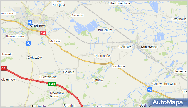 mapa Dobroszów gmina Chojnów, Dobroszów gmina Chojnów na mapie Targeo