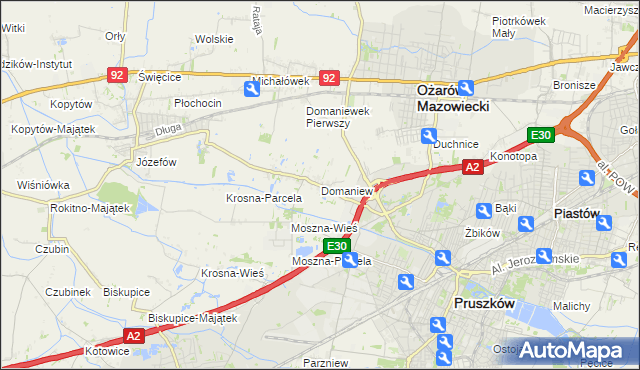 mapa Domaniew gmina Brwinów, Domaniew gmina Brwinów na mapie Targeo