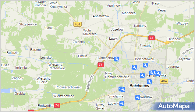 mapa Domiechowice, Domiechowice na mapie Targeo