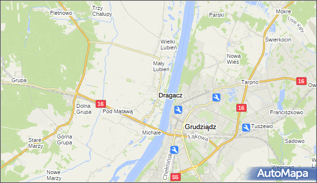 mapa Dragacz, Dragacz na mapie Targeo