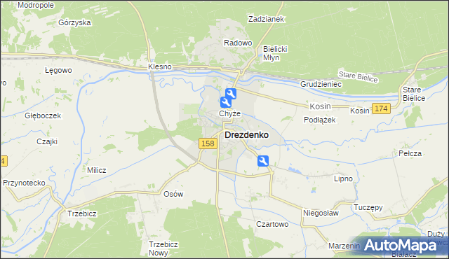 mapa Drezdenko, Drezdenko na mapie Targeo