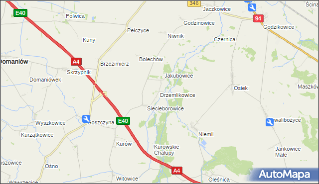 mapa Drzemlikowice, Drzemlikowice na mapie Targeo
