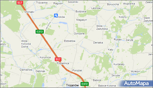 mapa Dudki gmina Trojanów, Dudki gmina Trojanów na mapie Targeo