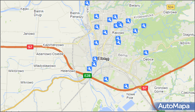 mapa Elbląga, Elbląg na mapie Targeo