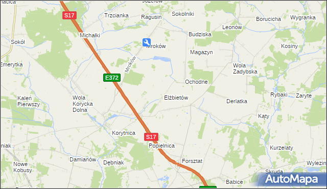 mapa Elżbietów gmina Trojanów, Elżbietów gmina Trojanów na mapie Targeo