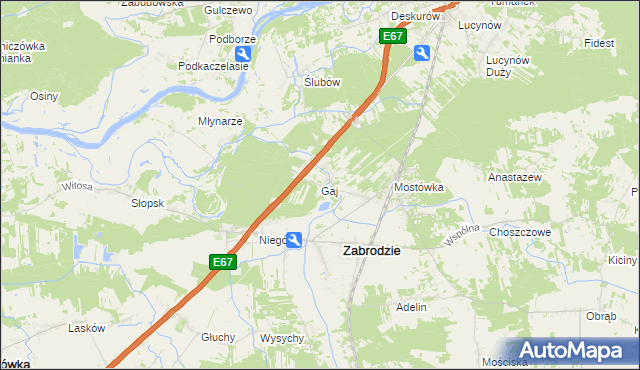 mapa Gaj gmina Zabrodzie, Gaj gmina Zabrodzie na mapie Targeo