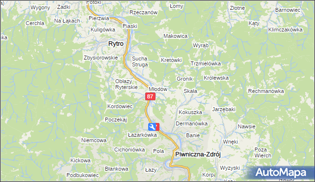 mapa Głębokie gmina Piwniczna-Zdrój, Głębokie gmina Piwniczna-Zdrój na mapie Targeo