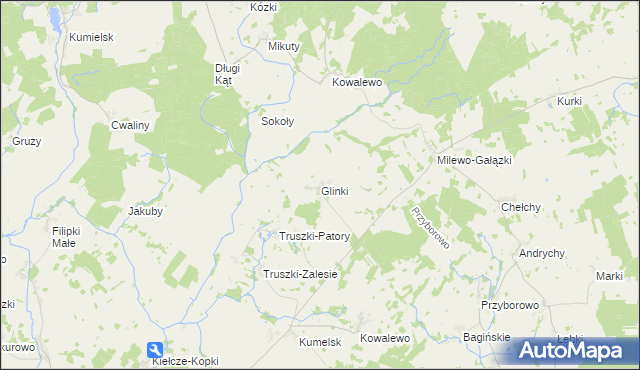 mapa Glinki gmina Kolno, Glinki gmina Kolno na mapie Targeo