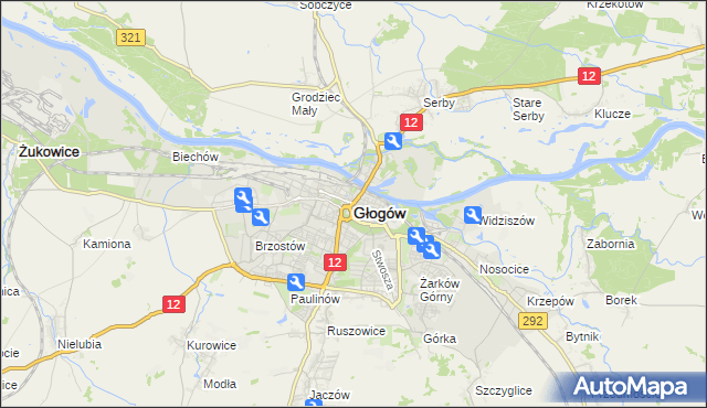 mapa Głogów, Głogów na mapie Targeo