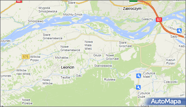 mapa Głusk gmina Leoncin, Głusk gmina Leoncin na mapie Targeo