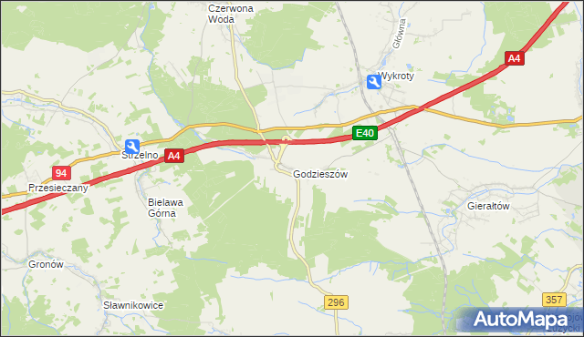 mapa Godzieszów, Godzieszów na mapie Targeo