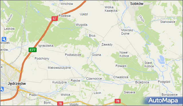 mapa Gozna, Gozna na mapie Targeo