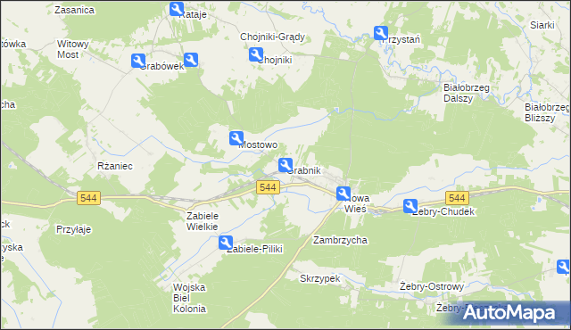 mapa Grabnik gmina Olszewo-Borki, Grabnik gmina Olszewo-Borki na mapie Targeo